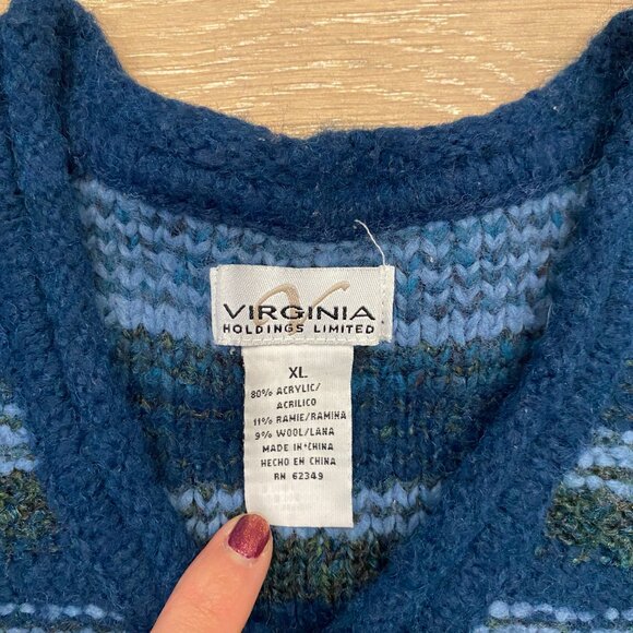 Blue Striped V-Neck Sweater - Picture 3 of 4